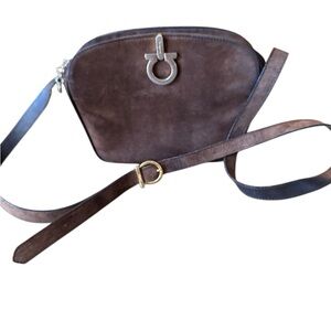 VIntage Salvatore Ferragamo Brown Suede Leather Crossbody Bag